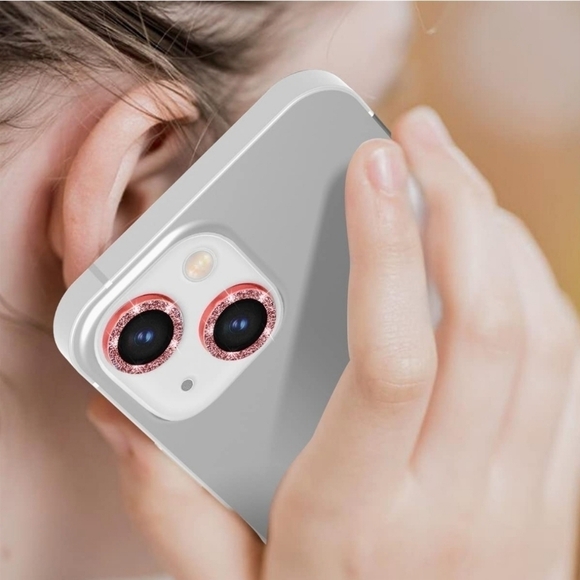 Camera lens tempered glass protector Glitter iPhone 14 iPhone 14 Plus Red - Picture 5 of 6